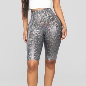 High Rise Iridescent Biker Shorts